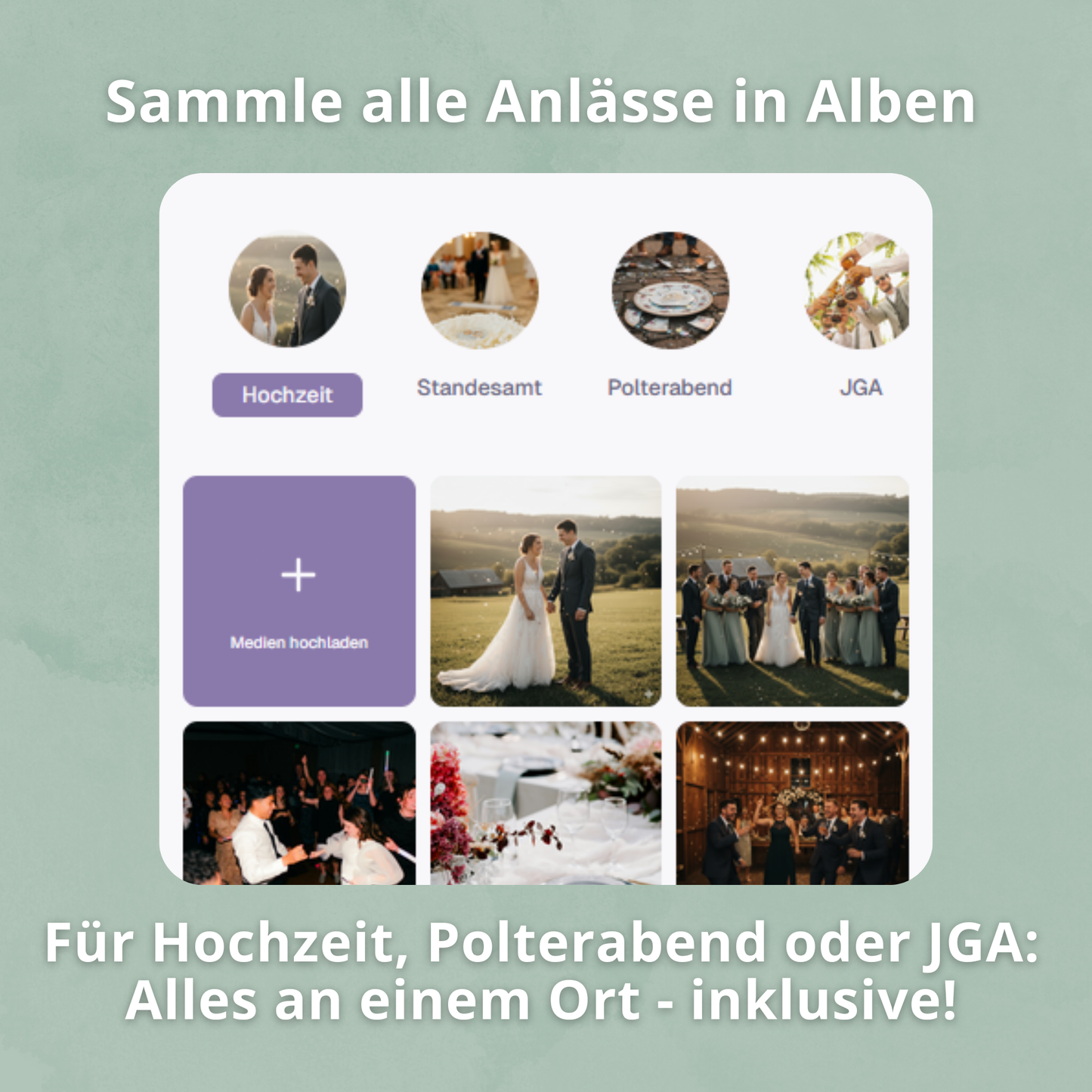 Hochzeits Fotoapp + 25 Tischkarten