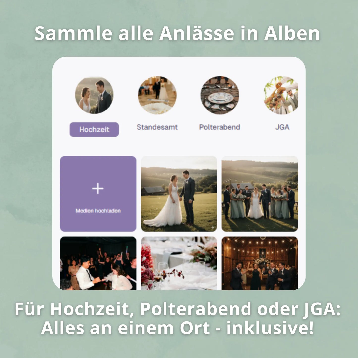 Hochzeits Fotoapp + 25 Tischkarten