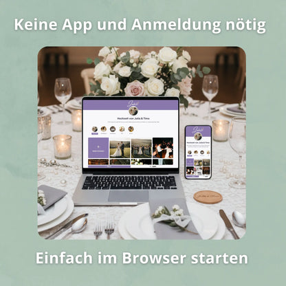 Hochzeits Fotoapp + 25 Tischkarten