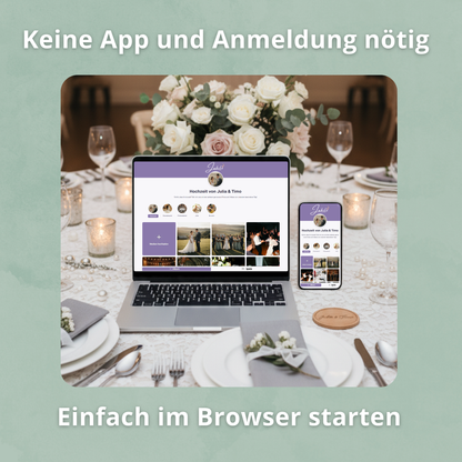 Hochzeits Fotoapp + 25 Tischkarten