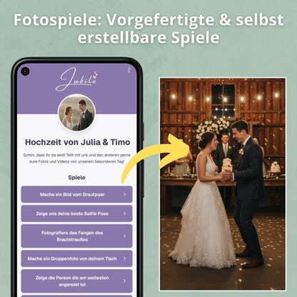 Hochzeits Fotoapp + 25 Tischkarten
