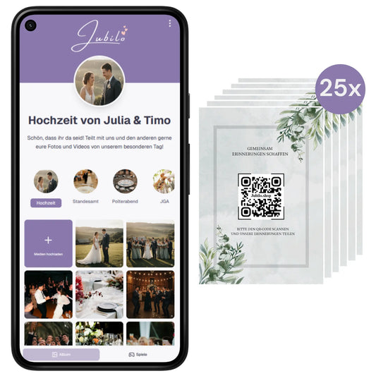 Hochzeits Fotoapp + 25 Tischkarten