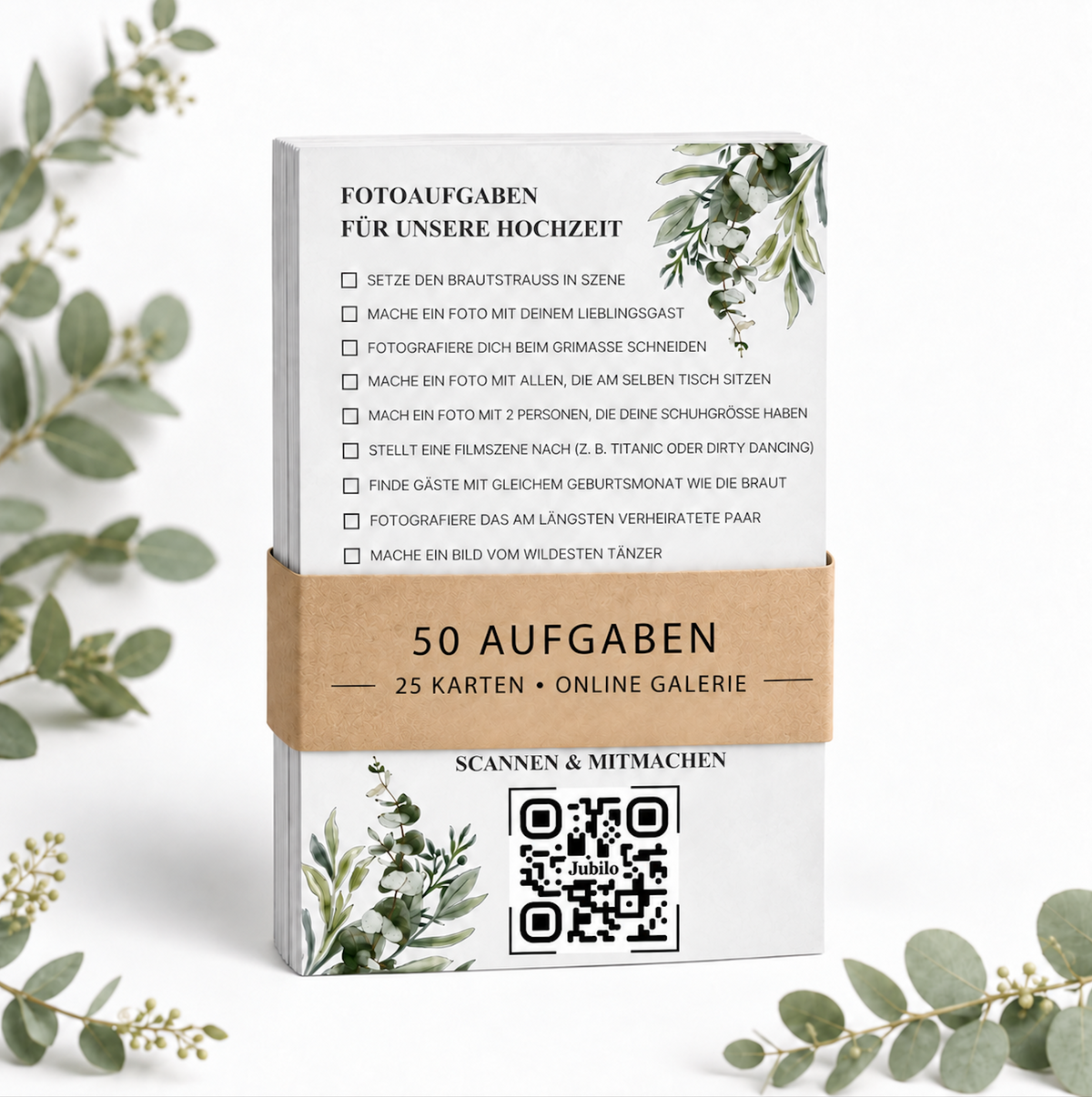 Hochzeit 50 Fotoaufgaben inklusive Online Galerie auf 25 Tischkarten