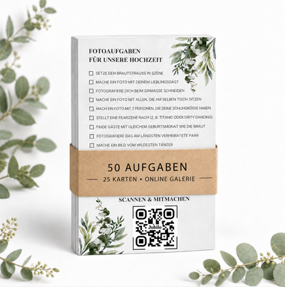 Hochzeit 50 Fotoaufgaben inklusive Online Galerie auf 25 Tischkarten