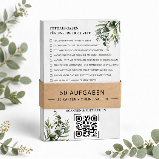 Hochzeit 50 Fotoaufgaben inklusive Online Galerie auf 25 Tischkarten