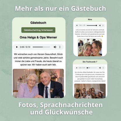 Hochzeitsgalerie & digitales Gästebuch + 25 Tischkarten