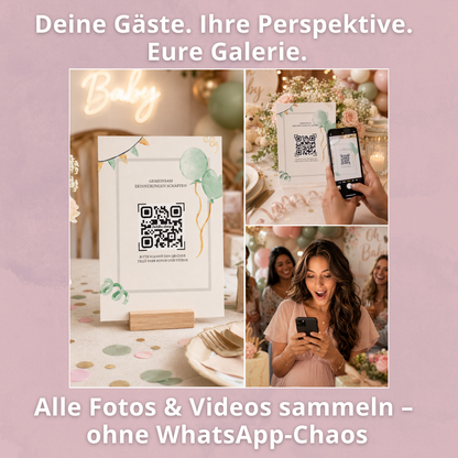 Baby Shower Galerie & digitales Gästebuch + 25 Tischkarten