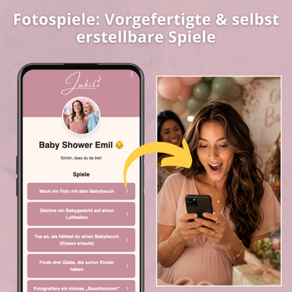 Baby Shower Galerie & digitales Gästebuch + 25 Tischkarten