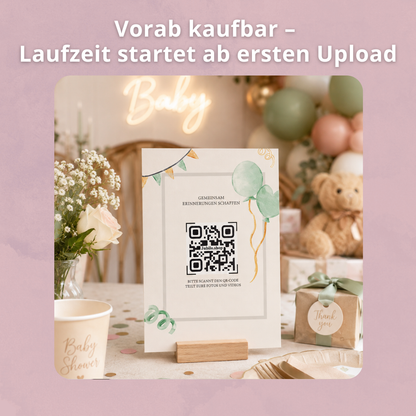 Baby Shower Galerie & digitales Gästebuch + 25 Tischkarten