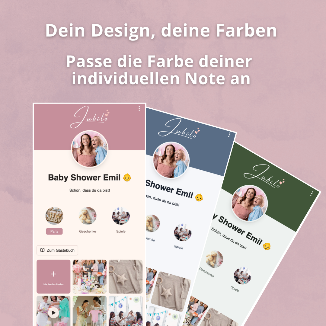 Baby Shower Galerie & digitales Gästebuch + 25 Tischkarten