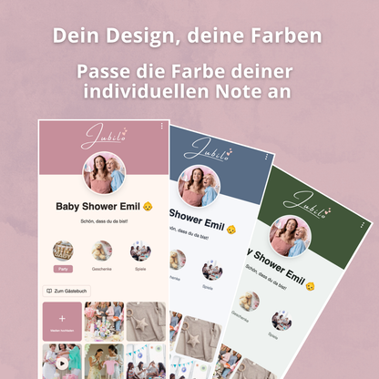 Baby Shower Galerie & digitales Gästebuch + 25 Tischkarten