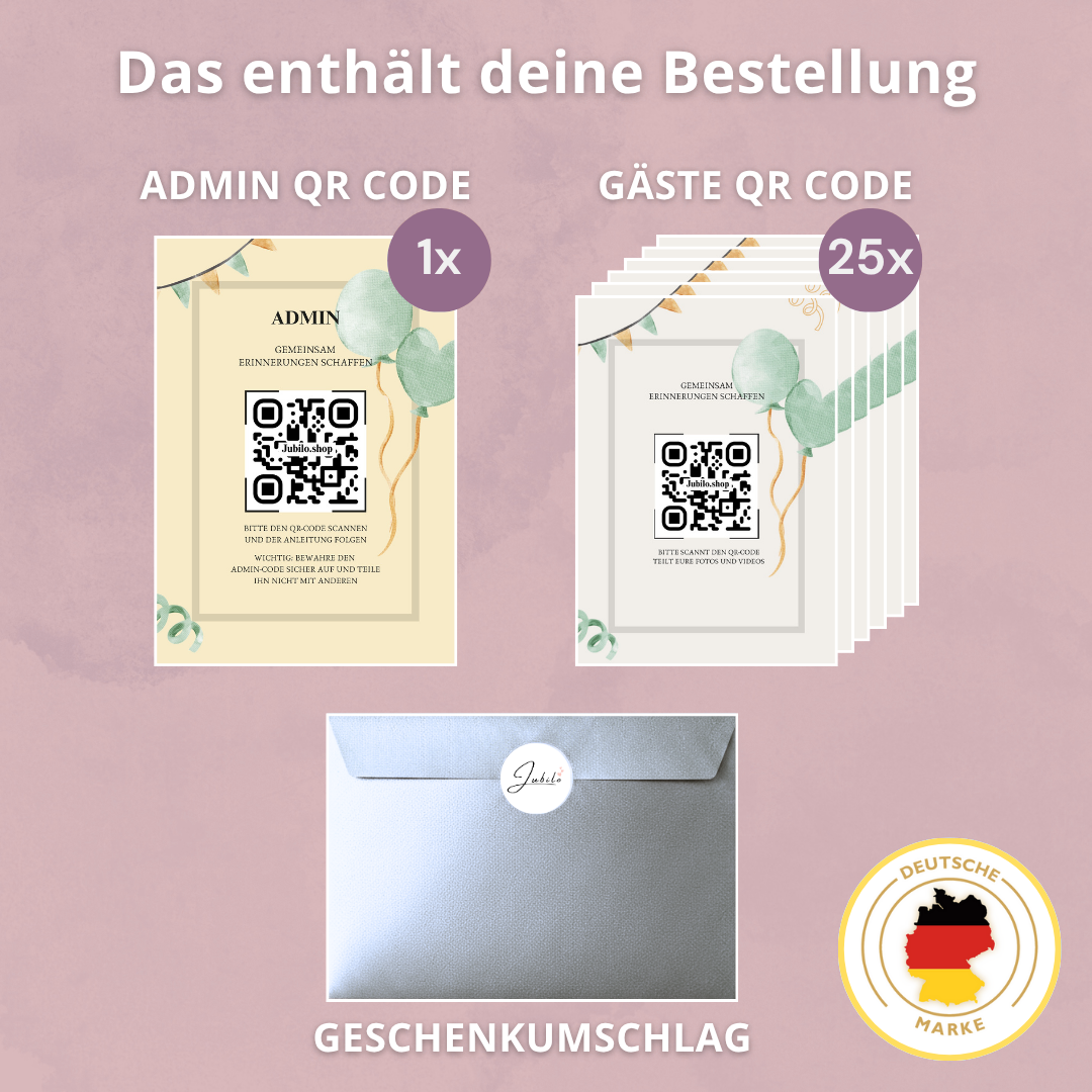 Baby Shower Galerie & digitales Gästebuch + 25 Tischkarten