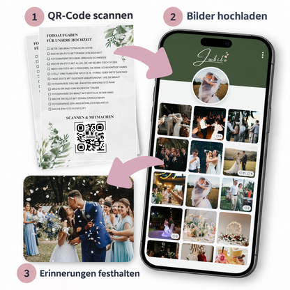 Hochzeit 50 Fotoaufgaben inklusive Online Galerie auf 25 Tischkarten
